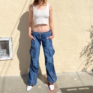 Miss Sixty Blue Cargo Flare Leg Jeans 28